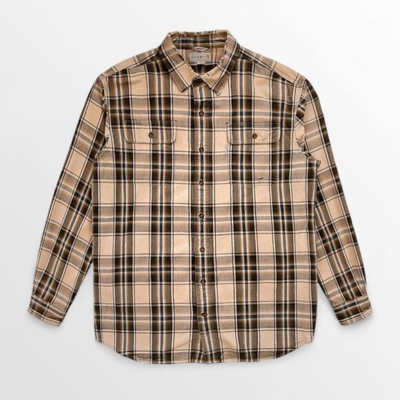 Carhartt Other - Carhartt Tartan Plaid Button Down Shirt Size XL Tall Work Brown Beige Tan Cotton